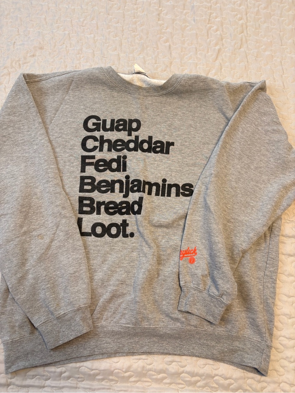 Guap Cheddar Benjamins Grey Crewneck Sweatshirt